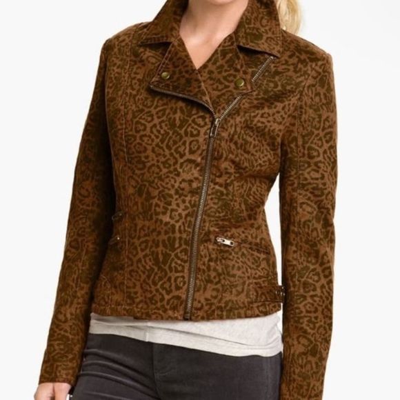 Kut from the Kloth Jackets & Blazers - Kut from the Kloth Women's Brown Leopard Motorcycle Jacket XL
